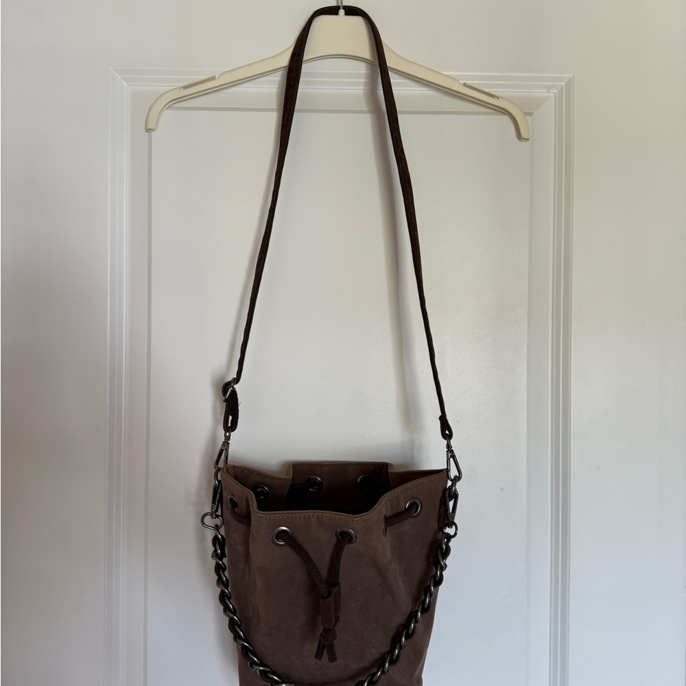 Elegant Brown Suede Shoulder Bag